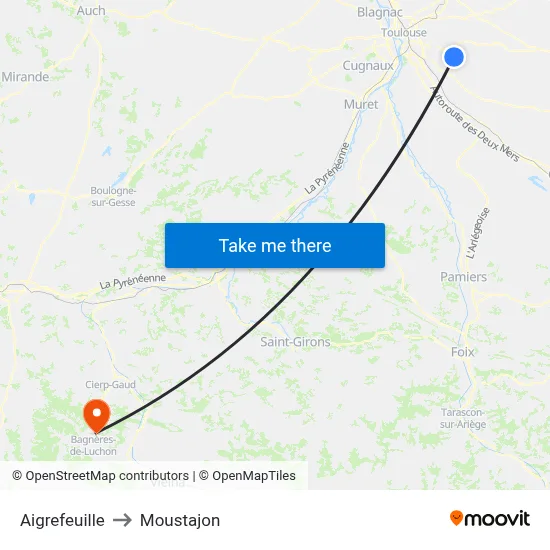 Aigrefeuille to Moustajon map