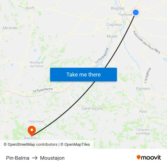 Pin-Balma to Moustajon map