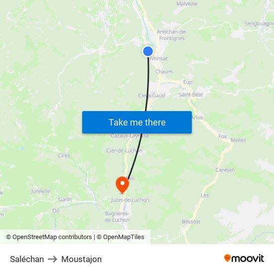 Saléchan to Moustajon map