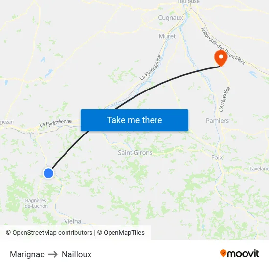 Marignac to Nailloux map