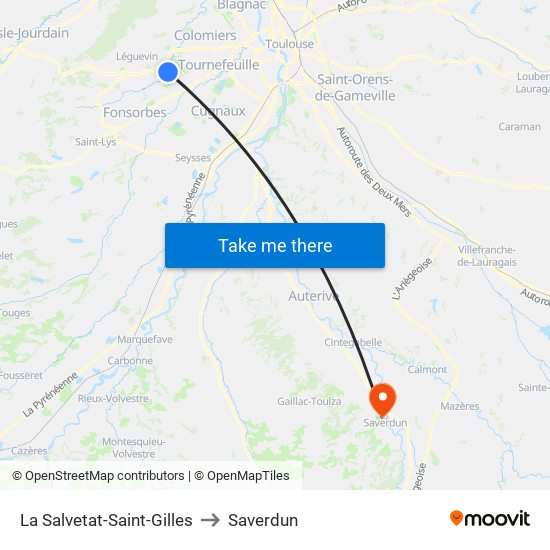 La Salvetat-Saint-Gilles to Saverdun map