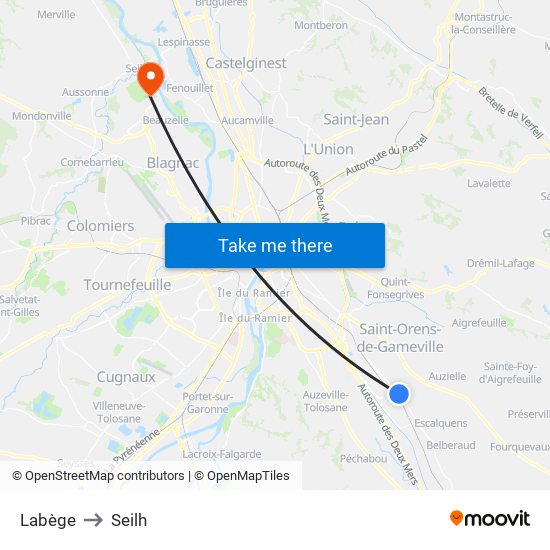 Labège to Seilh map