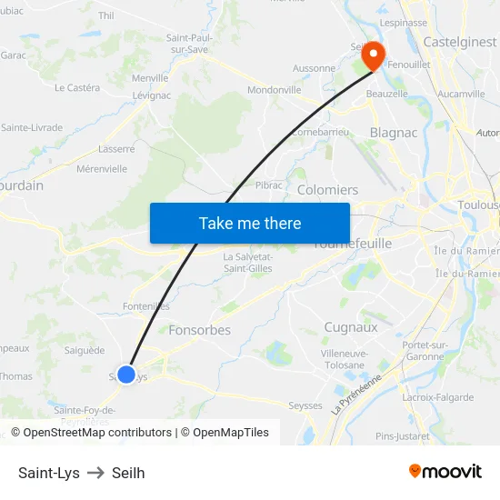 Saint-Lys to Seilh map