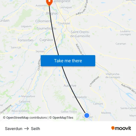 Saverdun to Seilh map