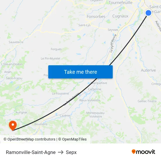 Ramonville-Saint-Agne to Sepx map