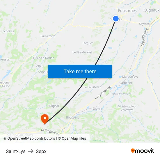 Saint-Lys to Sepx map
