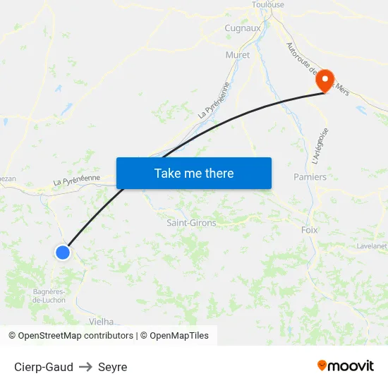 Cierp-Gaud to Seyre map