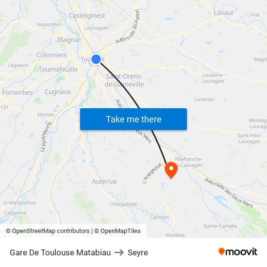 Gare De Toulouse Matabiau to Seyre map