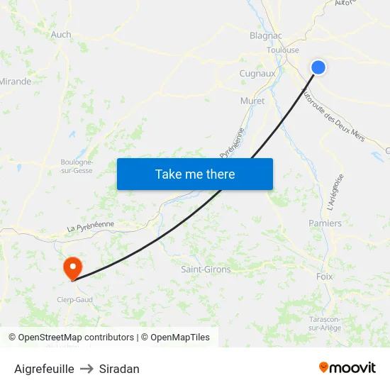 Aigrefeuille to Siradan map