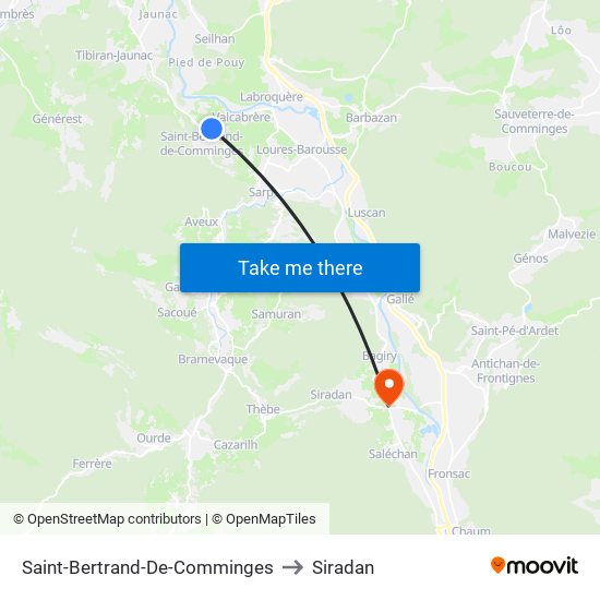 Saint-Bertrand-De-Comminges to Siradan map