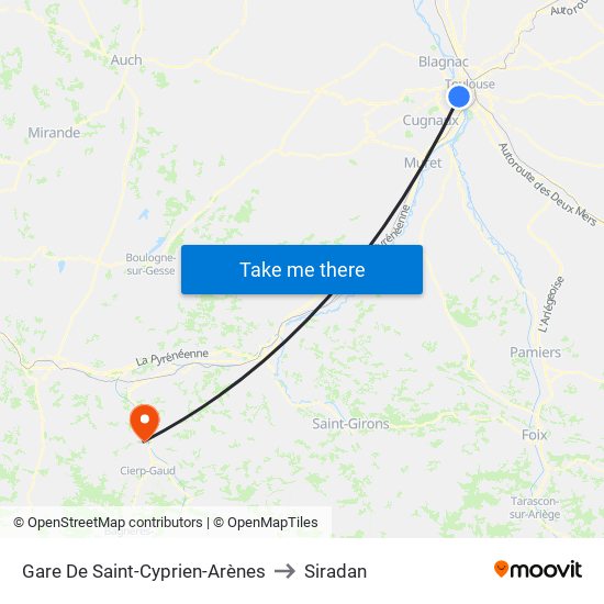 Gare De Saint-Cyprien-Arènes to Siradan map