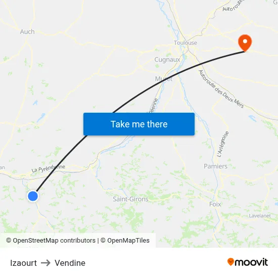 Izaourt to Vendine map
