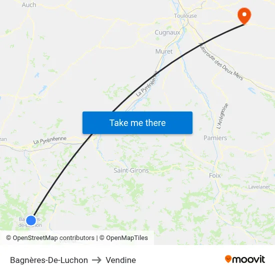 Bagnères-De-Luchon to Vendine map