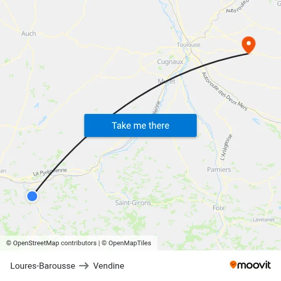 Loures-Barousse to Vendine map