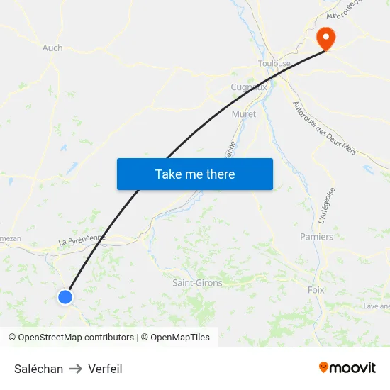 Saléchan to Verfeil map