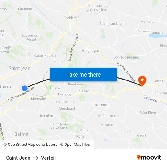 Saint-Jean to Verfeil map