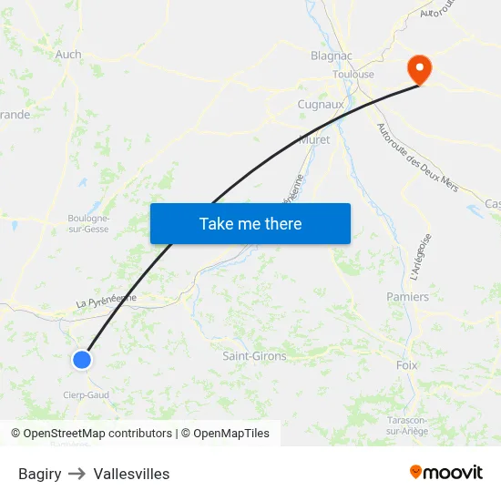 Bagiry to Vallesvilles map
