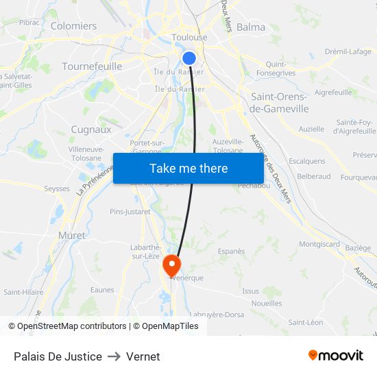 Palais De Justice to Vernet map