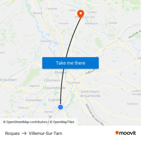 Roques to Villemur-Sur-Tarn map