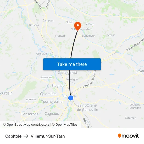 Capitole to Villemur-Sur-Tarn map