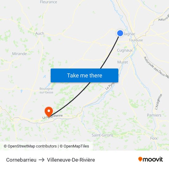 Cornebarrieu to Villeneuve-De-Rivière map