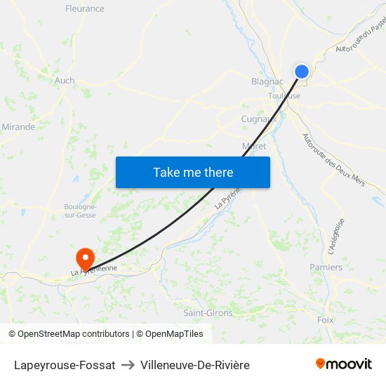 Lapeyrouse-Fossat to Villeneuve-De-Rivière map