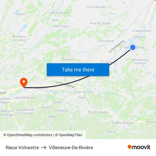 Rieux-Volvestre to Villeneuve-De-Rivière map