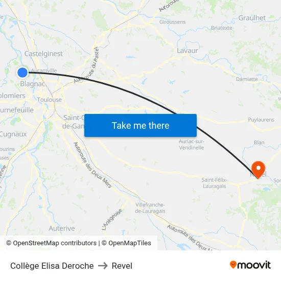 Collège Elisa Deroche to Revel map