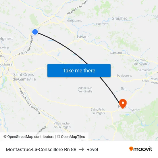 Montastruc-La-Conseillère Rn 88 to Revel map