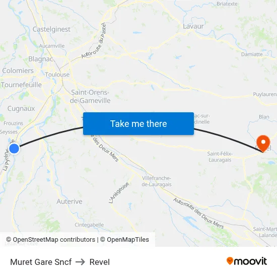Muret Gare Sncf to Revel map