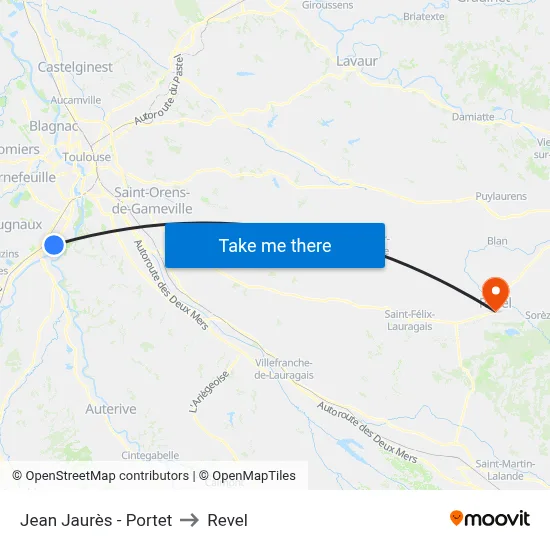 Jean Jaurès - Portet to Revel map