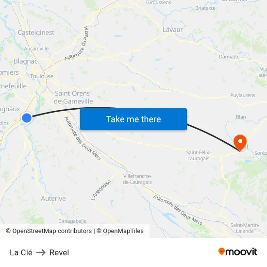 La Clé to Revel map
