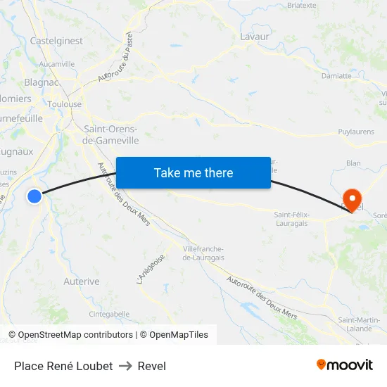 Place René Loubet to Revel map
