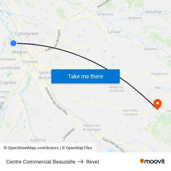 Centre Commercial Beauzelle to Revel map