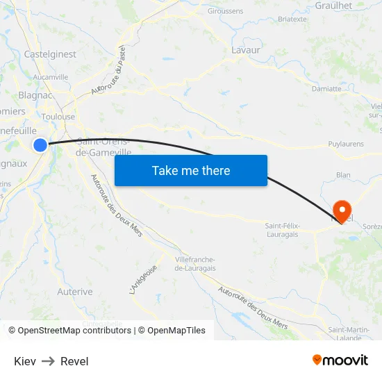 Kiev to Revel map