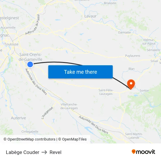 Labège Couder to Revel map