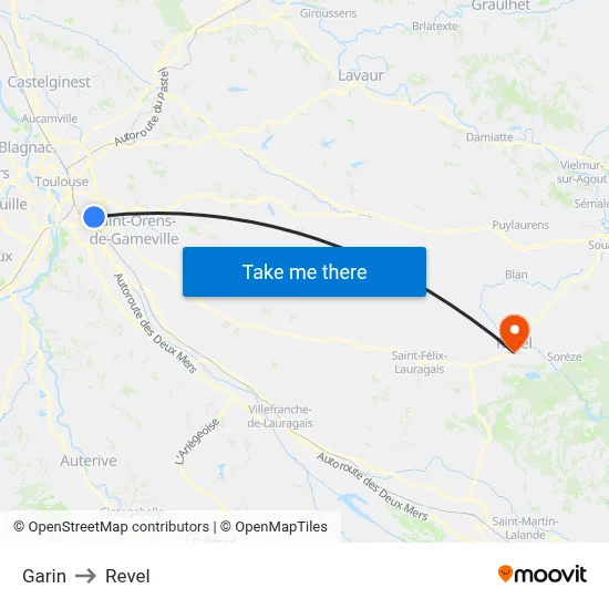 Garin to Revel map