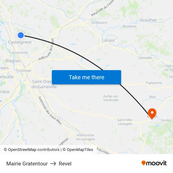 Mairie Gratentour to Revel map