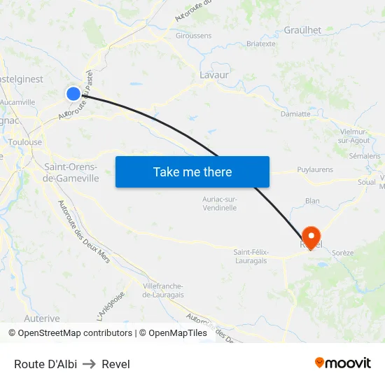 Route D'Albi to Revel map