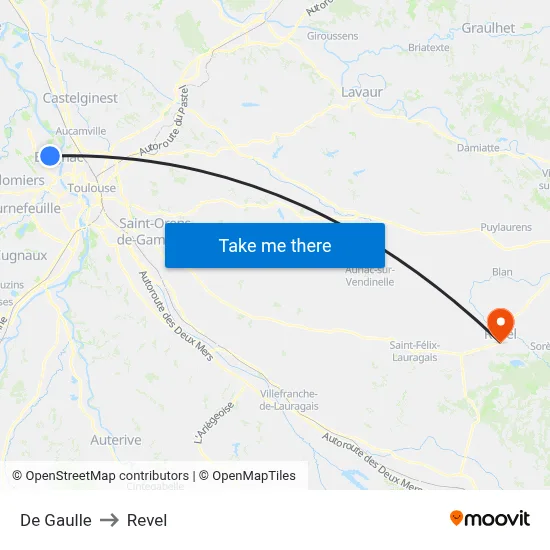 De Gaulle to Revel map