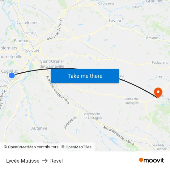 Lycée Matisse to Revel map