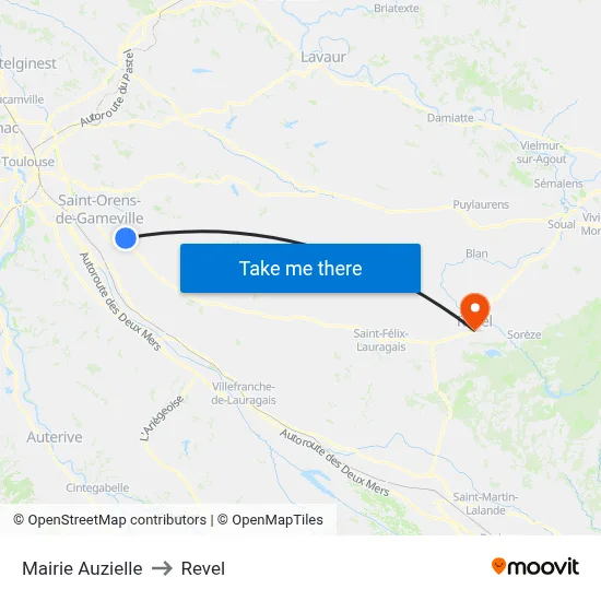Mairie Auzielle to Revel map