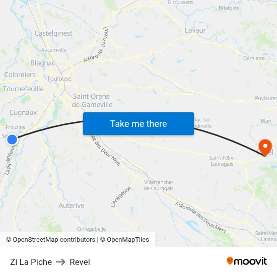 Zi La Piche to Revel map