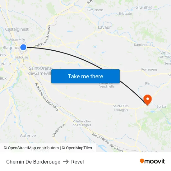 Chemin De Borderouge to Revel map