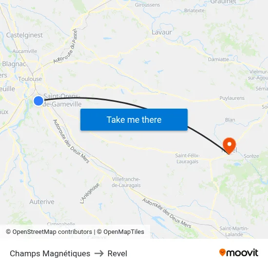 Champs Magnétiques to Revel map
