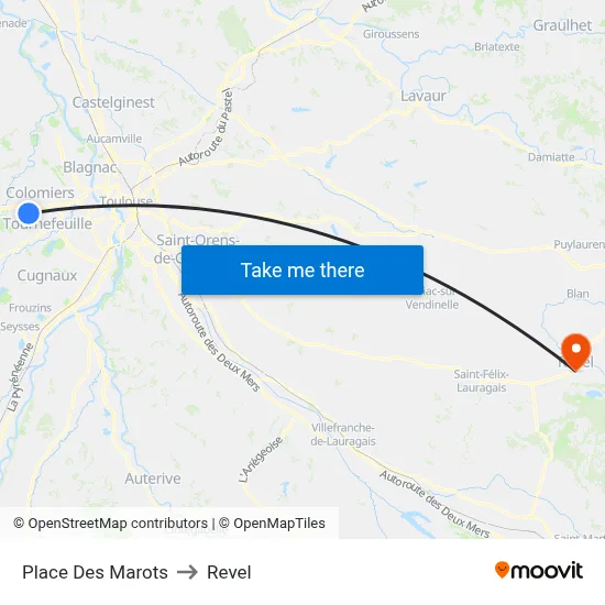 Place Des Marots to Revel map