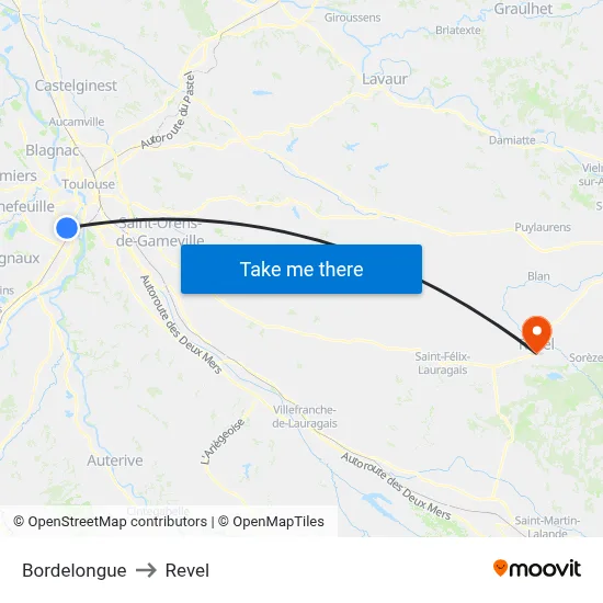 Bordelongue to Revel map