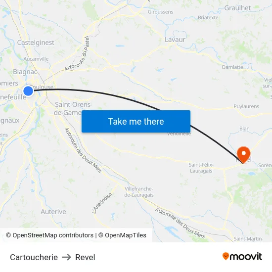 Cartoucherie to Revel map