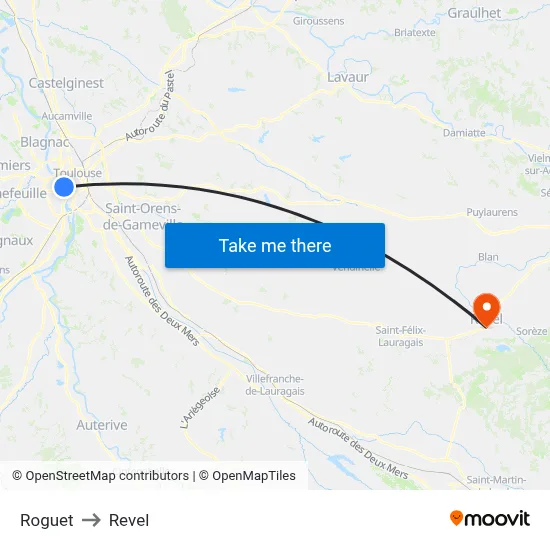 Roguet to Revel map
