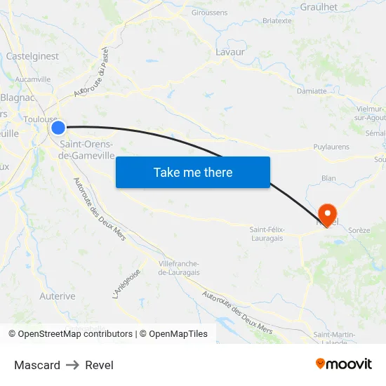 Mascard to Revel map